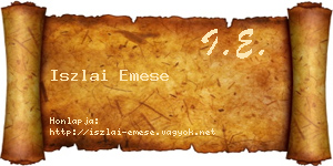 Iszlai Emese névjegykártya